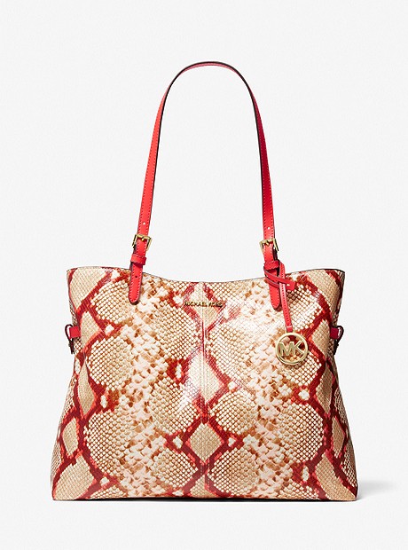 Lenox Large Python Embossed Leather Tote Bag - CORAL RF MLT - 35T0GYZT3G