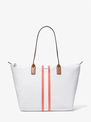 michael kors large logo stripe tote