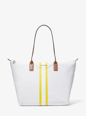michael kors large logo stripe tote bag