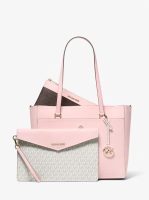 Michael Kors Maisie Large Pebbled Leather 3-in-1 Tote Bag In Pink