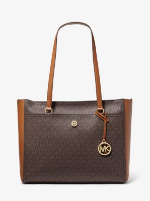 Michael Kors Women's Charlotte Medium 2-in-1 Saffiano Leather and Logo Tote Bag - Natural - Satchels