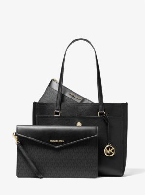 Michael Kors 35T1G5MT7T Maisie Large Pebbled Leather 3-in-1 Tote Bag In  Black Multi 