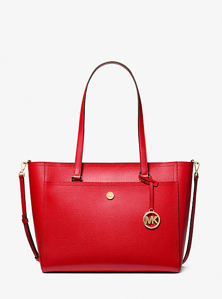 Michael Kors Maisie Large Pebbled Leather 3-in-1 Tote Bag In Red
