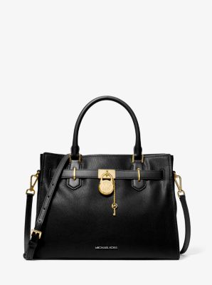 Michael Kors Hamilton Satchel Bag with silver Chain - Black