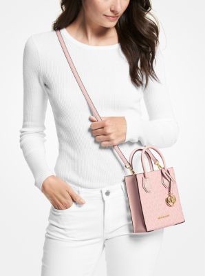 Michael Kors Outlet Mercer Extra-Small Pebbled Leather Crossbody Bag in Pink - One Size - Mk Purse