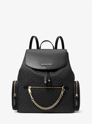 Michael kors jet set signature on sale large black backpack