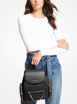 Michael Kors Jaycee Medium Pebbled Leather Backpack in Black