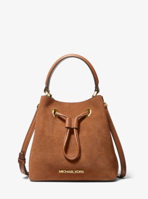 Suri Medium Logo Perforated Suede Crossbody Bag