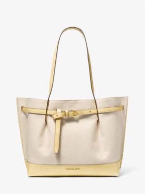 Emilia Large Canvas And Crocodile Embossed Tote Bag | Michael Kors