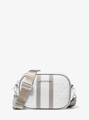 Michael Kors Jet Set Travel Small Logo Stripe Crossbody Bag In White |  ModeSens