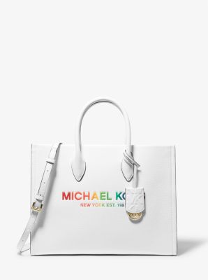 Michael Kors MK Mirella Medium Pebbled Leather Shoulder Tote Bag - Navy  196163278728