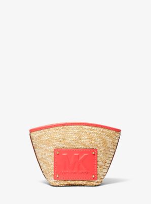Petit sac fourre-tout Kimber 2-en-1 convertible en vinyle et en paille in CORAIL | Michael Kors