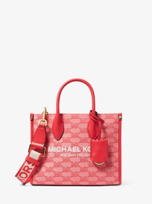 michael kors mirella medium striped cotton canvas tote bag