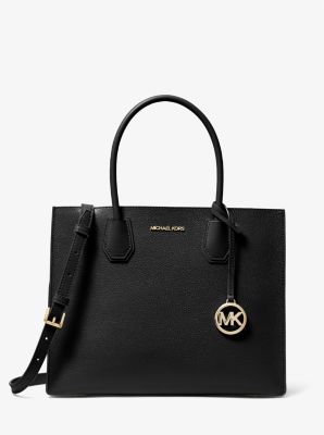 Michael Kors Mercer Large Pebbled Leather Accordion Tote Bag Black