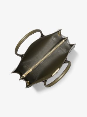 Michael Kors Mercer Large Pebbled Leather Accordion Tote Bag Black
