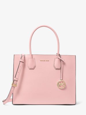 Michael Kors Adele Mercer Large Satchel Pastel Pink Ballet Leather  Crossbody Bag