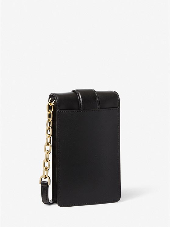 Carmen Small Faux Leather Phone Crossbody Bag Black