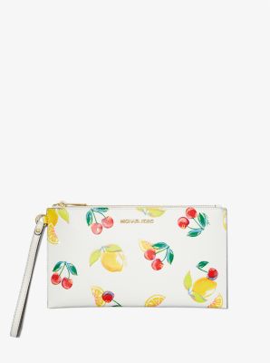 Jet Set Travel Large Sequined Fruit Print Wristlet image number 0