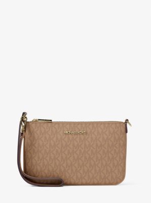 Jet Set Small Signature Logo Convertible Wristlet in CAMEL | Michael Kors