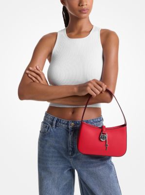 Lyra Small Leather Pochette in BRIGHT RED | Michael Kors