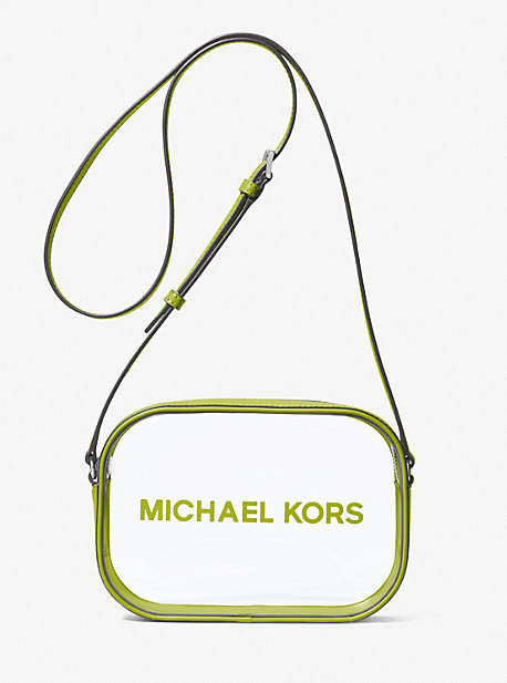 Michael Kors Jet Set Travel Medium Clear Vinyl Camera Bag In Green