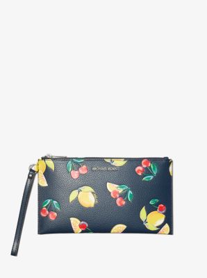 Jet Set Travel Large Sequined Fruit Print Wristlet image number 0