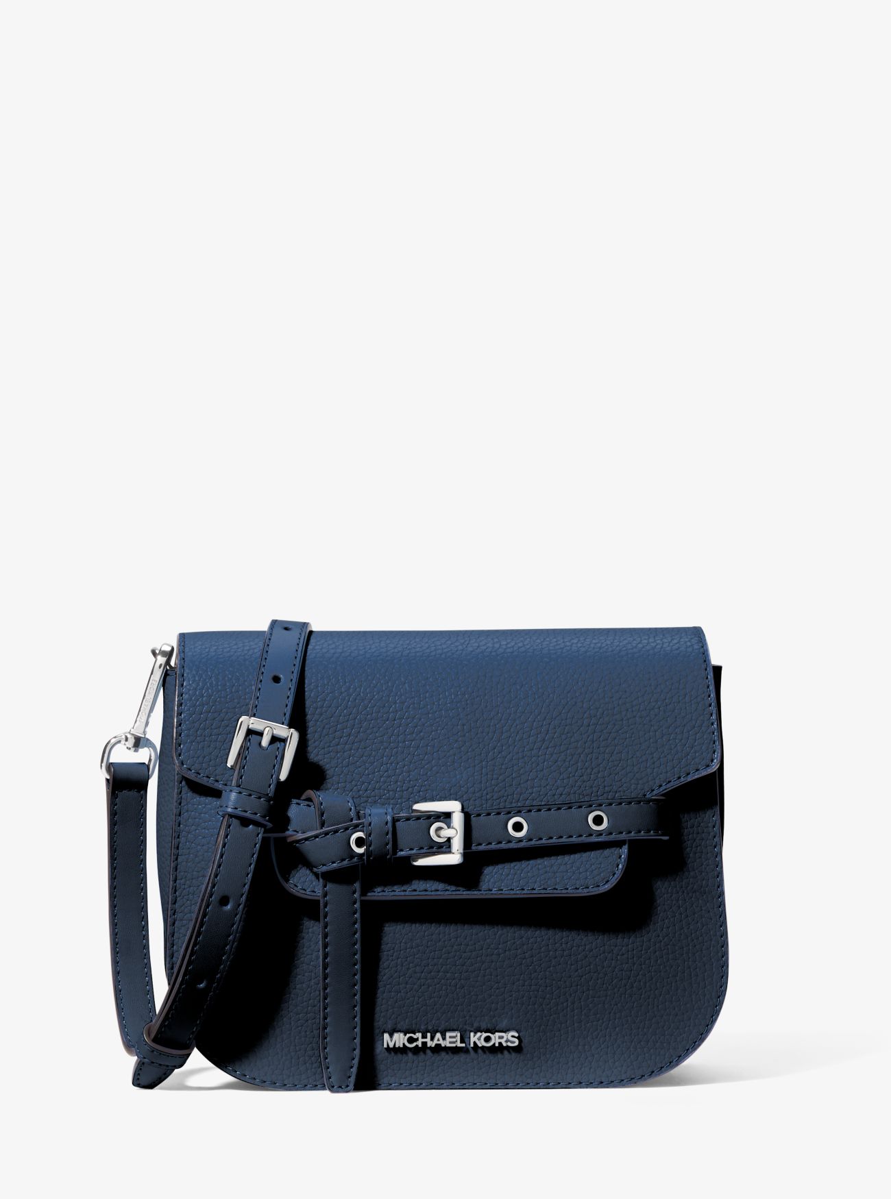 MK Emilia Small Pebbled Leather Crossbody Bag - Blue - Michael Kors