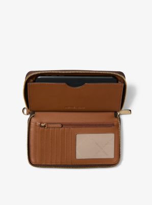 Jet Set Travel Large Striped Signature Logo Smartphone Wallet in BROWN MULTI | Michael Kors