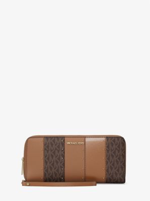 Jet Set Large Studded Patchwork and Signature Logo Continental Wallet