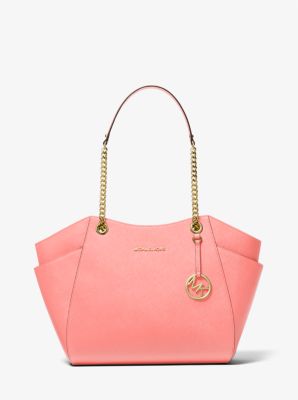 Jet Set Large Saffiano Leather Shoulder Bag in GRAPEFRUIT Sale