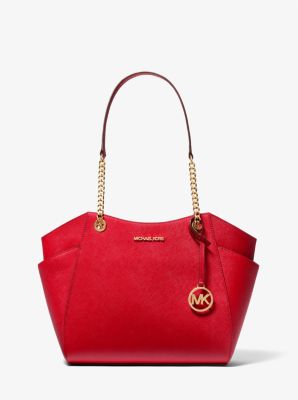 Michael Kors Jet Set Large Saffiano Leather Shoulder Bag in Red One Size