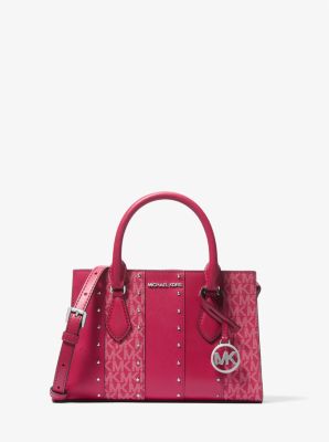 Sheila Small Studded Patchwork and Signature Logo Satchel