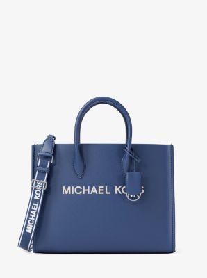 Michael Kors Mirella Medium Pebbled Leather Tote Bag In Blue