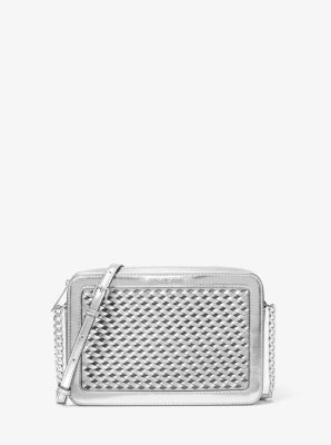 MK Umhängetasche Jet Set Large In Metallic-Optik - Silberton