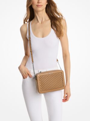 Thumbnail - MK Umhängetasche Jet Set Large Aus Webstoff - Braun - Michael Kors