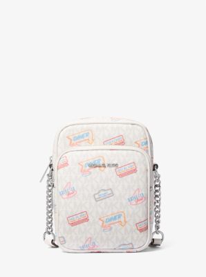 Jet Set Medium Printed Signature Logo Crossbody Bag