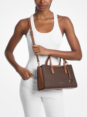 Arden Medium Signature Logo Top-Zip Satchel