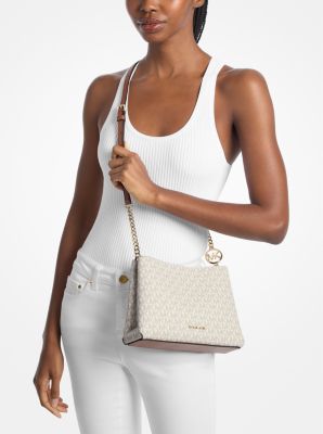 Christina Small Signature Logo Crossbody Bag in VANILLA | Michael Kors