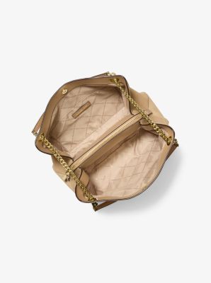 Christina Medium Suede Messenger Bag in CAMEL | Michael Kors