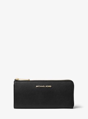 Jet Set Travel Large Saffiano Leather Quarter-Zip Wallet | Michael