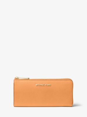 Jet Set Travel Large Saffiano Leather Quarter Zip Wallet Michael