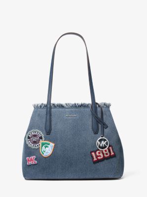 Avalon Medium Embellished Denim Convertible Tote Bag