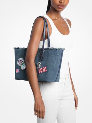 Avalon Medium Embellished Denim Convertible Tote Bag in DENIM LAV&Eacute; | Michael Kors
