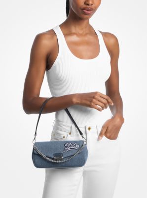 Soho Small Embellished Denim Convertible Crossbody Bag in DENIM LAV&Eacute; | Michael Kors