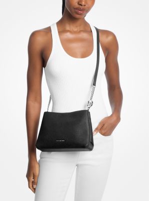 Christina Small Pebbled Leather Crossbody Bag in BLACK | Michael Kors