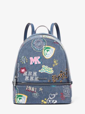 Rhea Medium Embellished Denim Backpack in WASHED DENIM | Michael Kors