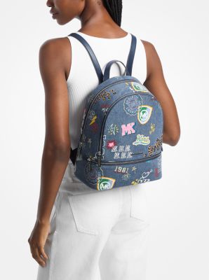 Rhea Medium Embellished Denim Backpack in WASHED DENIM | Michael Kors