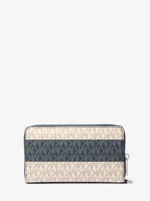 Jet Set Travel Large Striped Signature Logo Smartphone Wallet in NAVY | Michael Kors