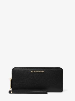 MICHAEL KORS JET SET LARGE TRAVEL CONTINENTAL WALLET LEATHER BLACK