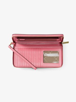 Jet Set Travel Large Pebbled Leather Wristlet in CARNATION | Michael Kors